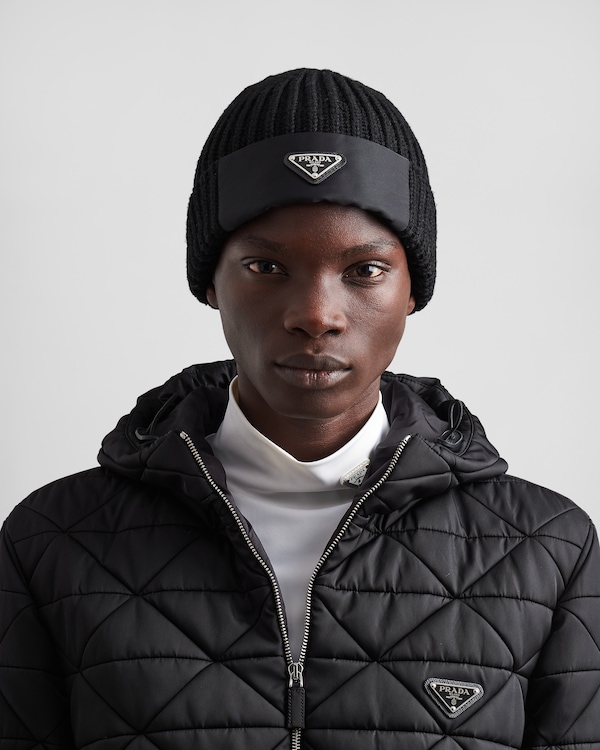 Re-Nylon gabardine and wool cap Re-Nylon gabardine and wool cap