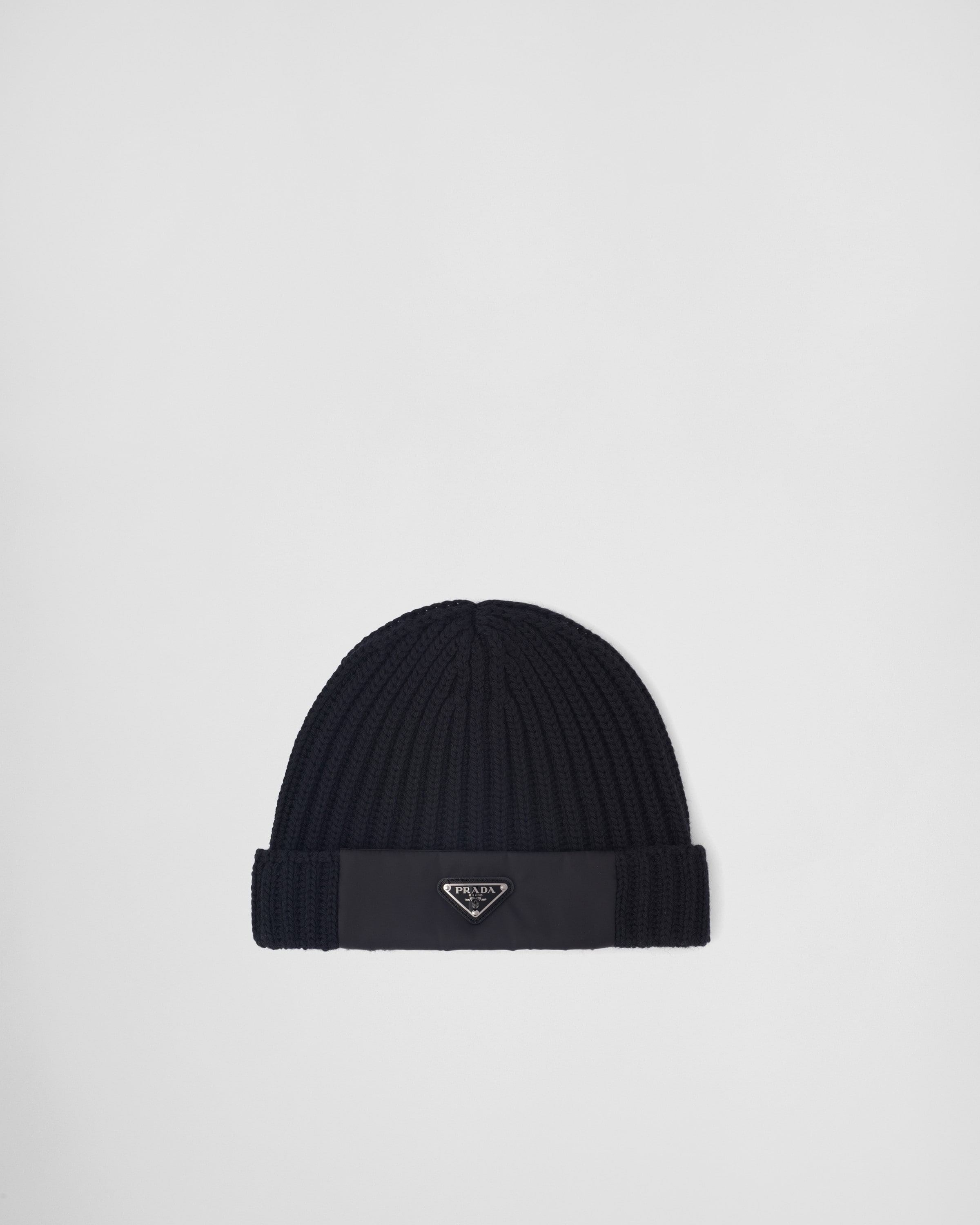 Prada Re-nylon Gabardine And Wool Cap, Man, Black, Size M