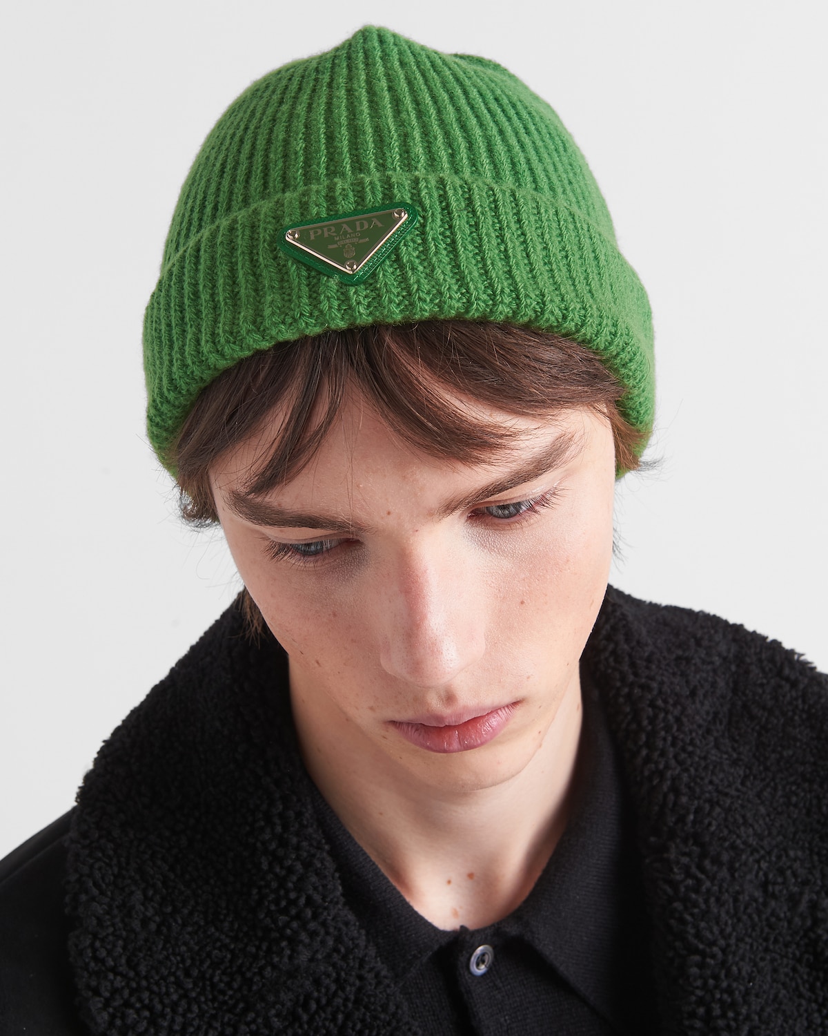 Green Wool And Cashmere Beanie PRADA