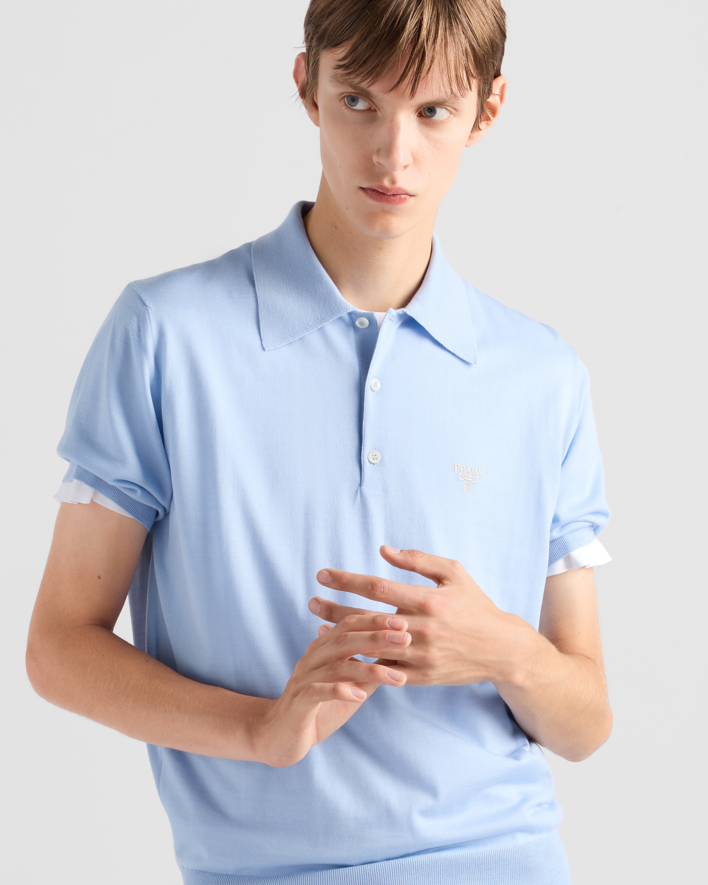 PRADA POLOSHIRT AUS SUPERFINE-WOOL