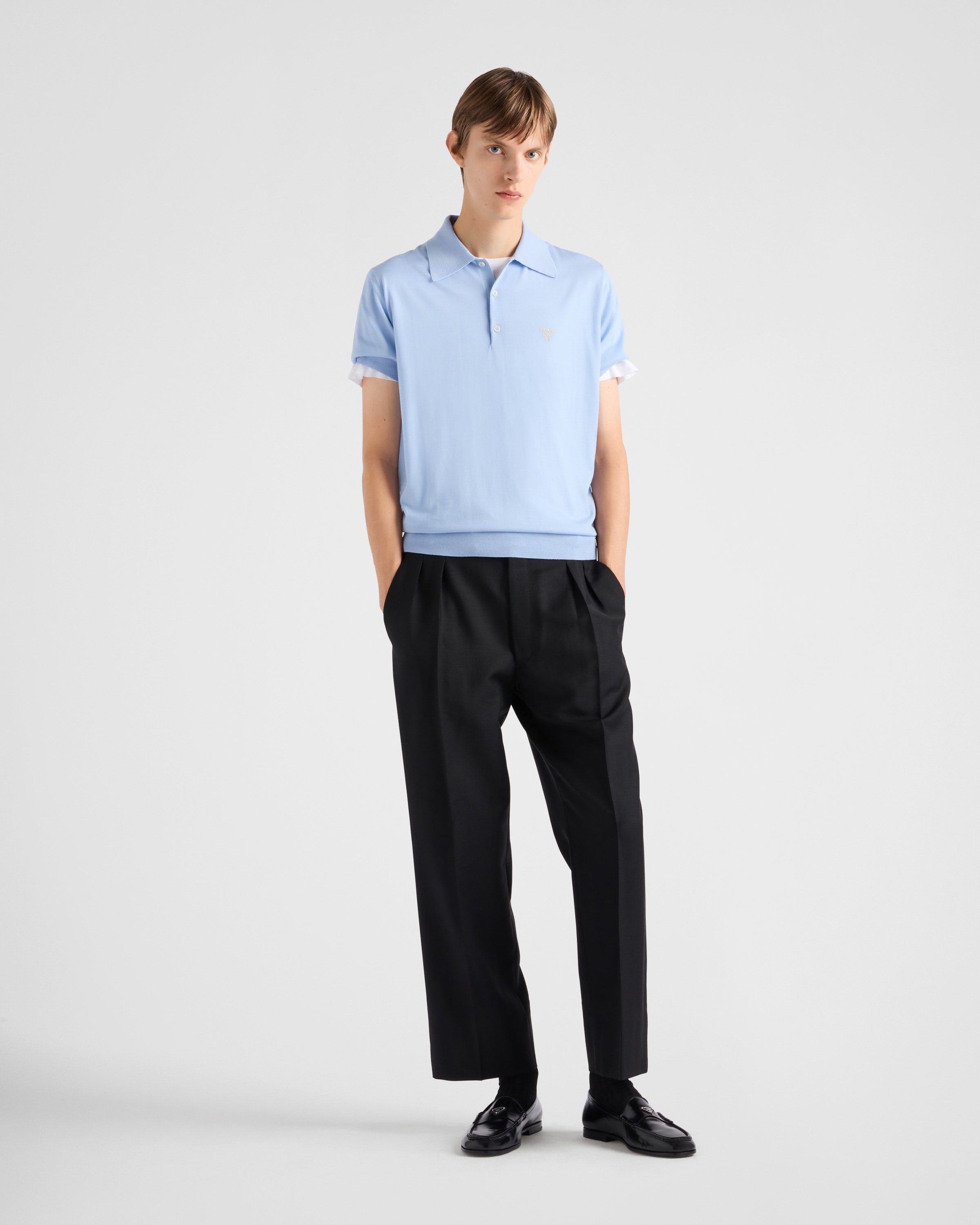 PRADA POLOSHIRT AUS SUPERFINE-WOOL