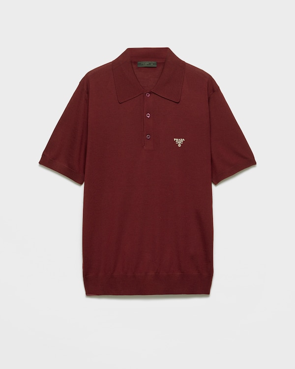 関税込 PRADA |Superfine wool polo shirt Black Superfine wool polo shirt | PRADA
