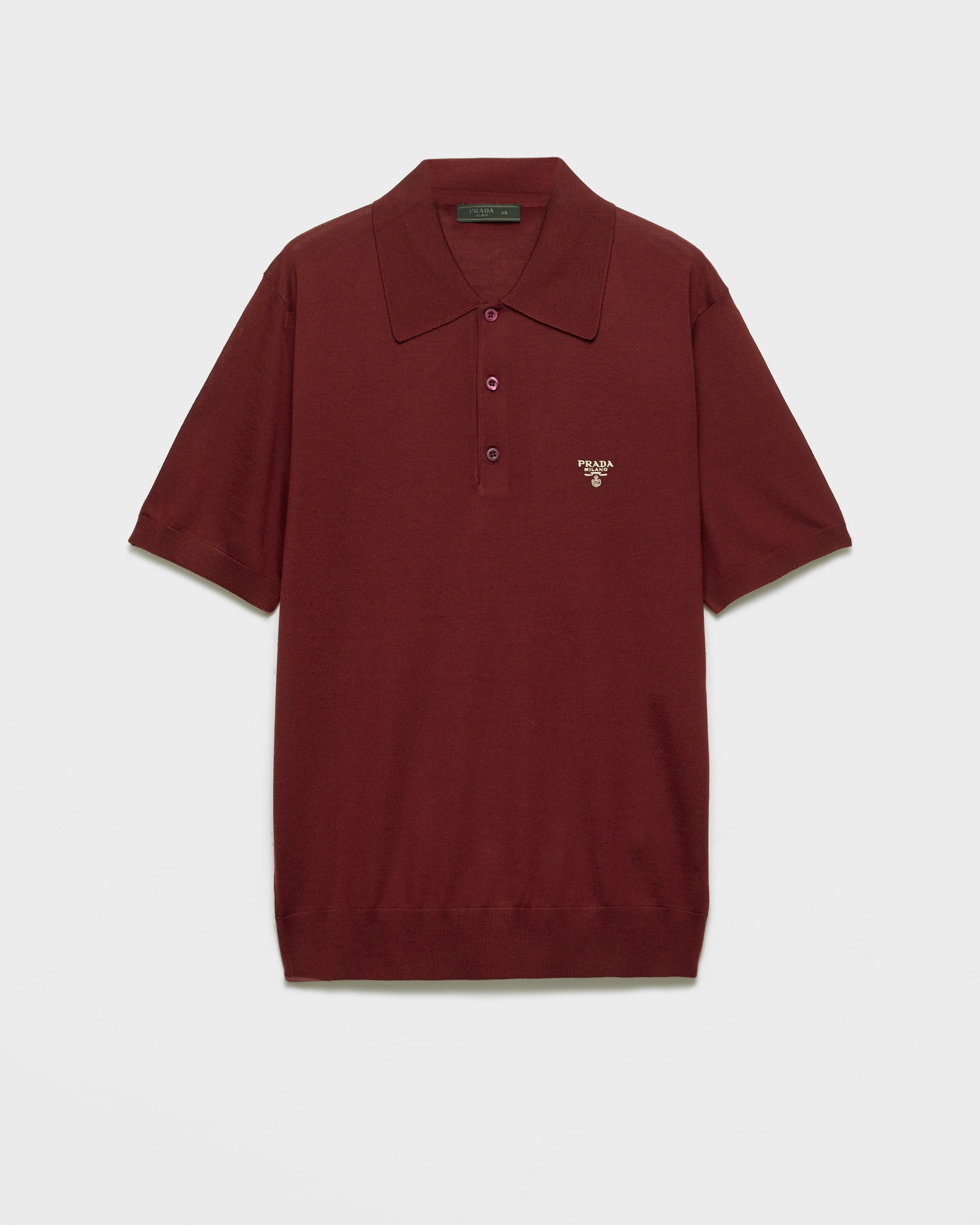 Prada Polo In Lana Pettinata, Uomo, Amaranto, Taglia 48