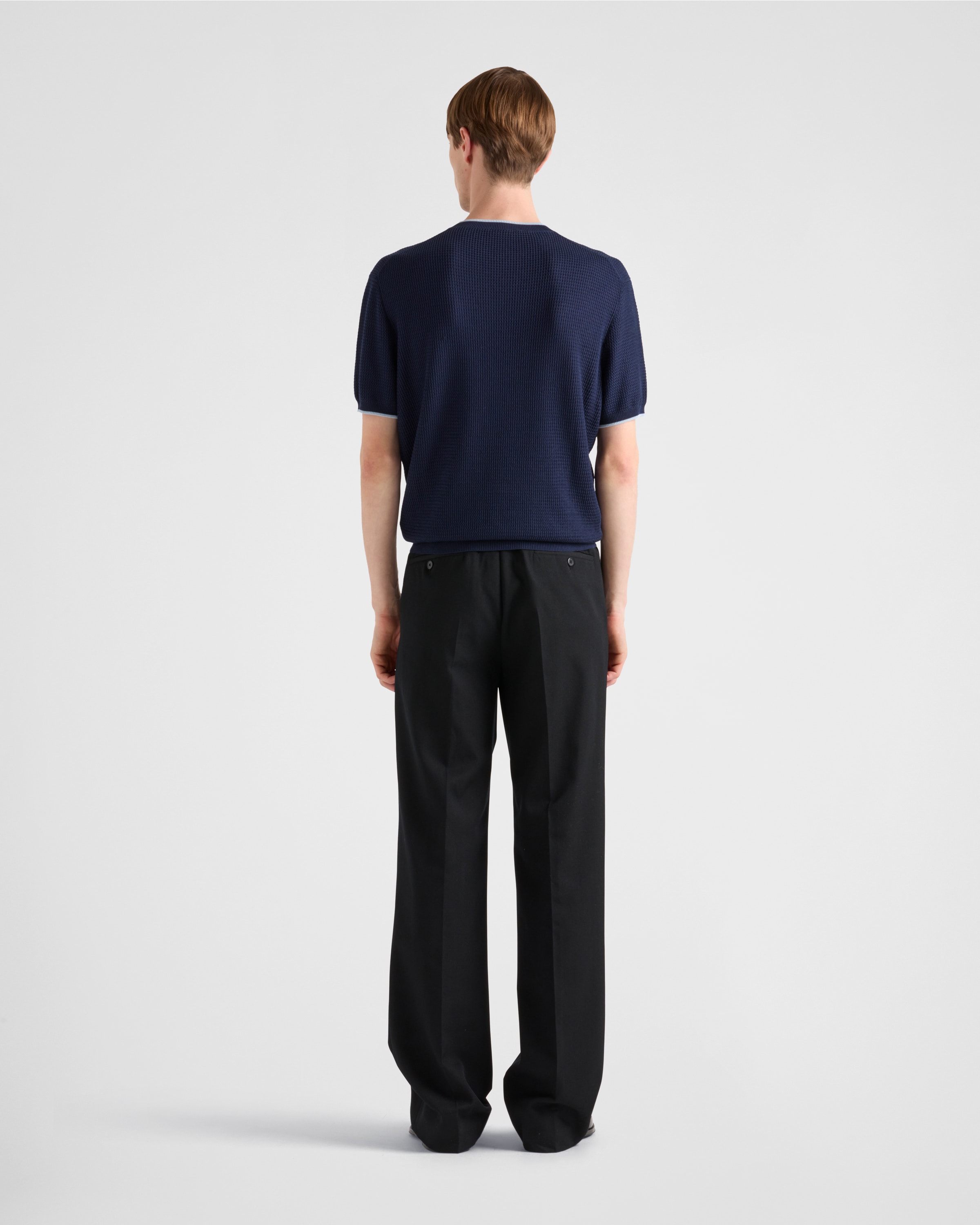 新品未使用 PRADA シルクコットンサマーニット 半袖 Tシャツ ネイビー 半袖 シルクxコットン セーター | PRADA