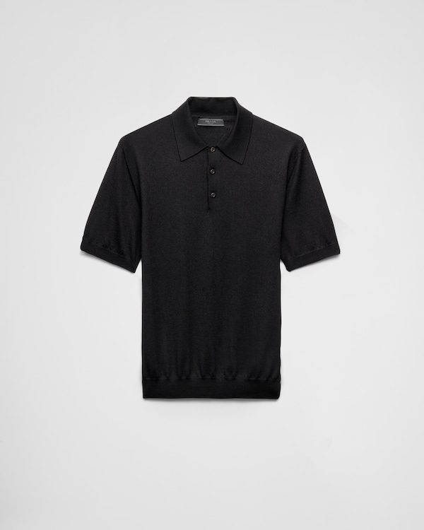 Black Piqué polo shirt | PRADA