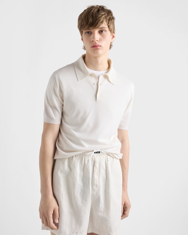 Cashmere and silk polo shirt - White Cashmere and silk polo shirt - White