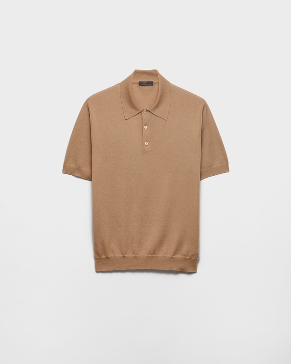 Poloshirt aus Kaschmir und Seide - Kamelbraun Poloshirt aus Kaschmir und Seide - Kamelbraun