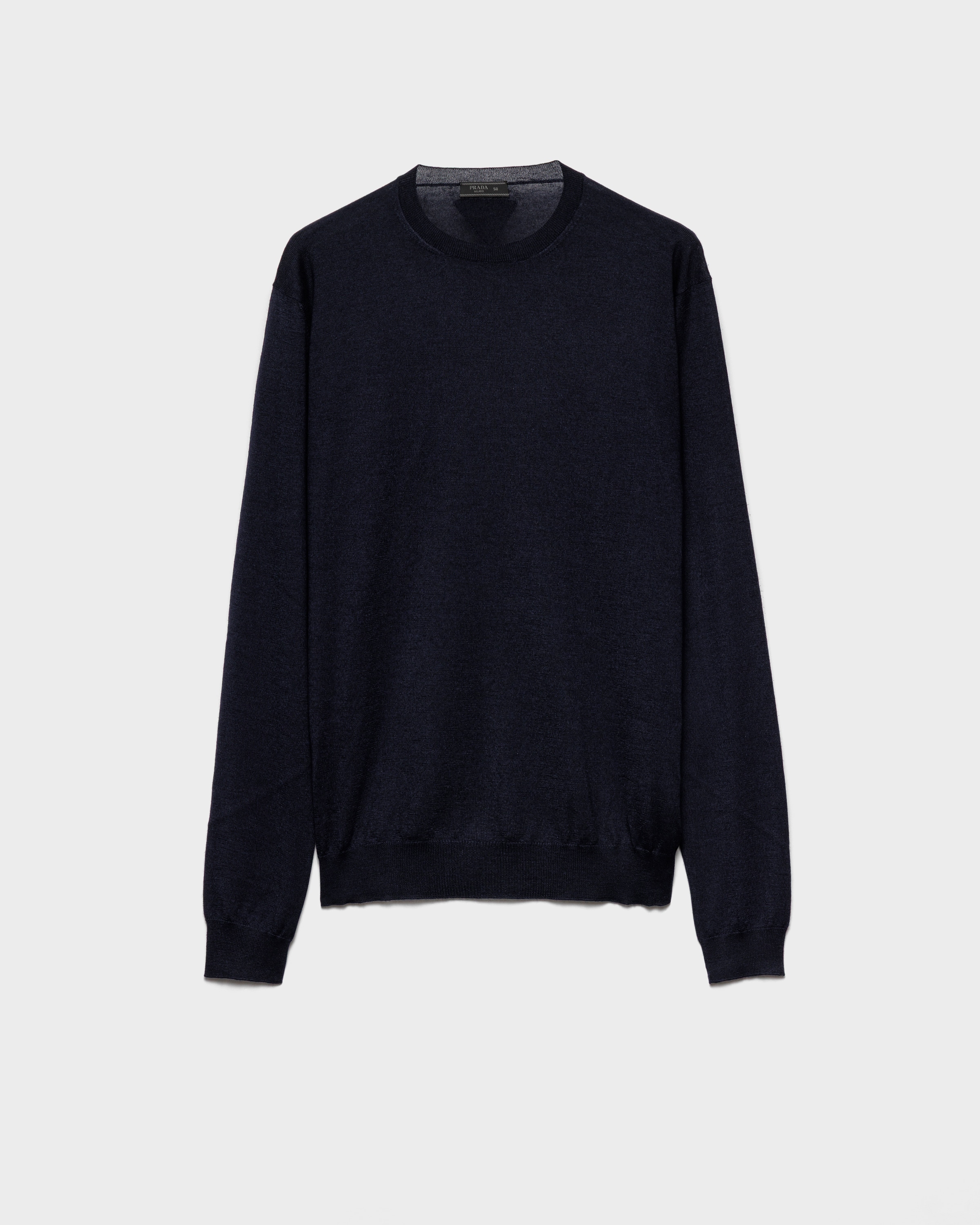 Prada Cashmere And Silk Crew-neck Sweater In Blue