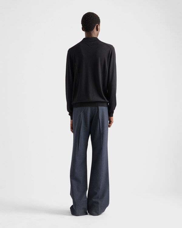 Poloshirt aus Kaschmir und Seide - Schwarz Poloshirt aus Kaschmir und Seide - Schwarz