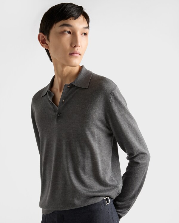 Cashmere and silk polo shirt - Slate Gray Cashmere and silk polo shirt - Slate Gray