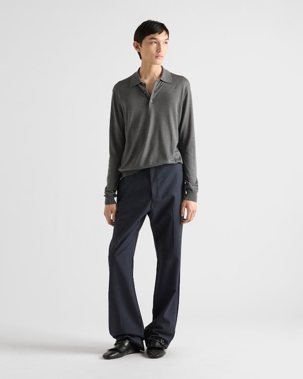 Cashmere and silk polo shirt - Slate Gray Cashmere and silk polo shirt - Slate Gray