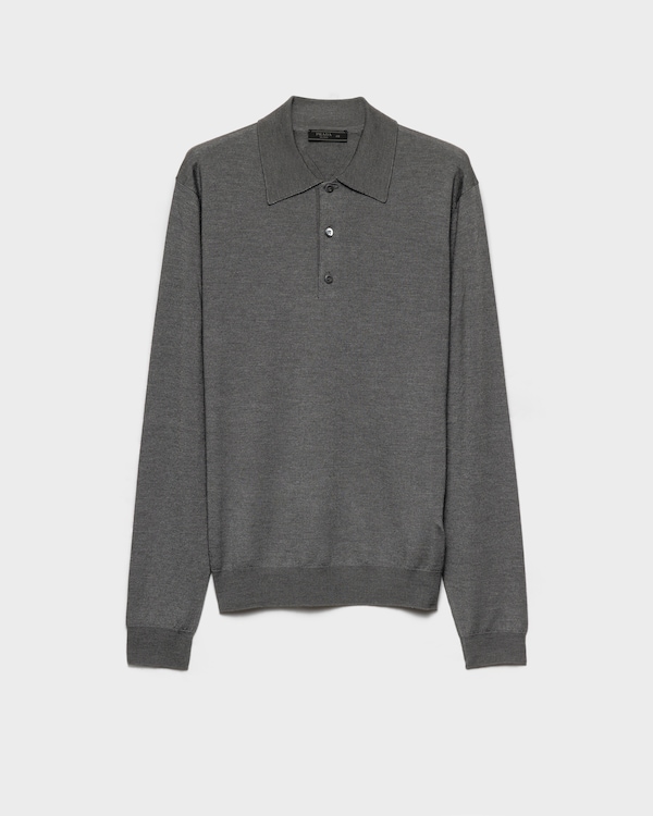 Cashmere and silk polo shirt - Slate Gray Cashmere and silk polo shirt - Slate Gray