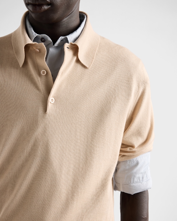 Cashmere and silk polo shirt - Albino White Cashmere and silk polo shirt - Albino White