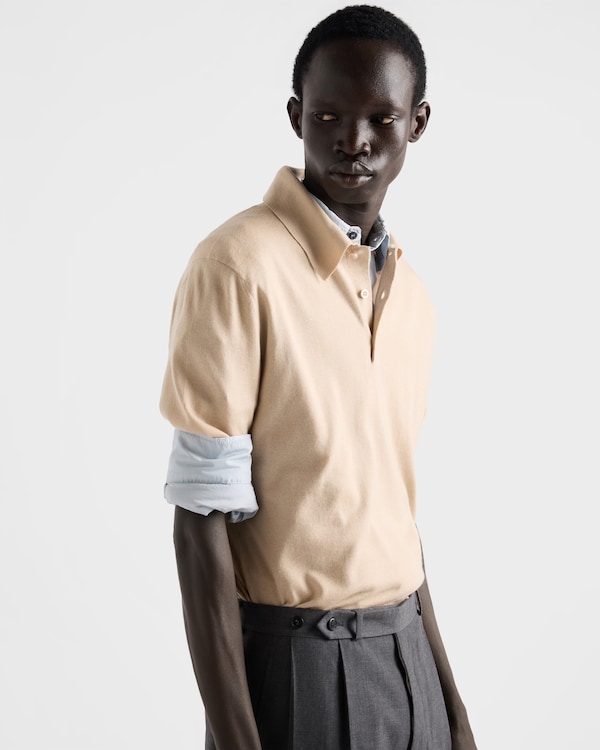 Cashmere and silk polo shirt - Albino White Cashmere and silk polo shirt - Albino White