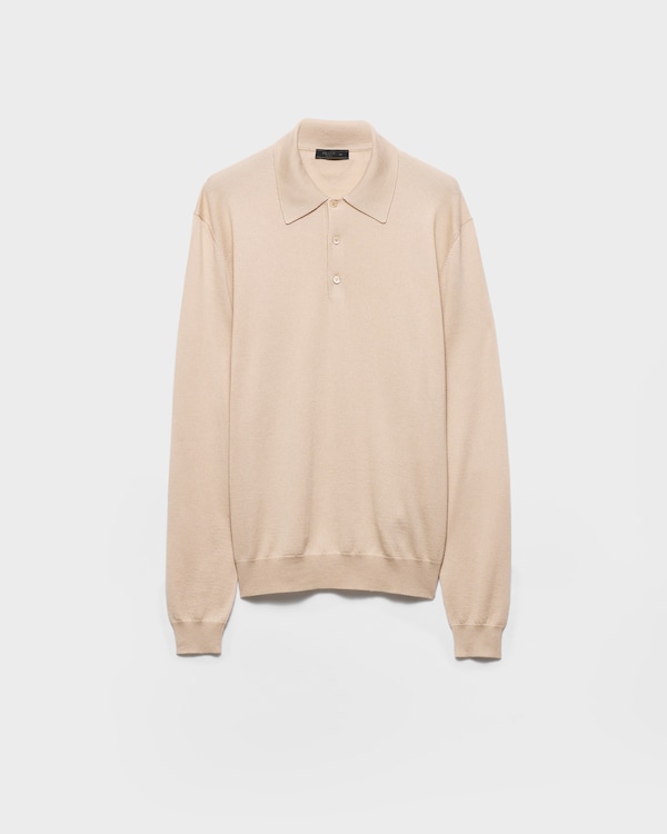 Cashmere and silk polo shirt - Albino White Cashmere and silk polo shirt - Albino White