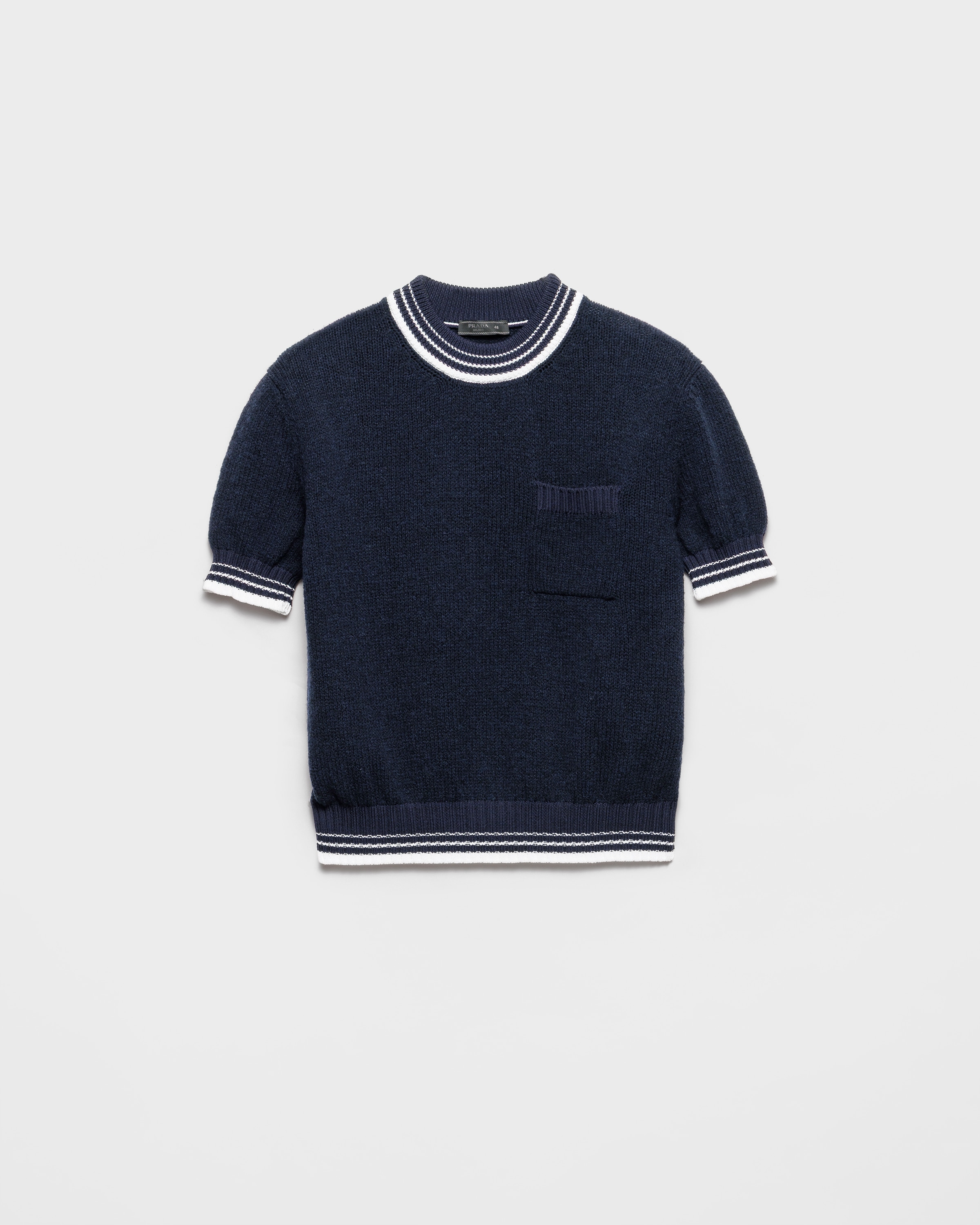 Prada Shetland Wool Crew-neck Sweater In Blue