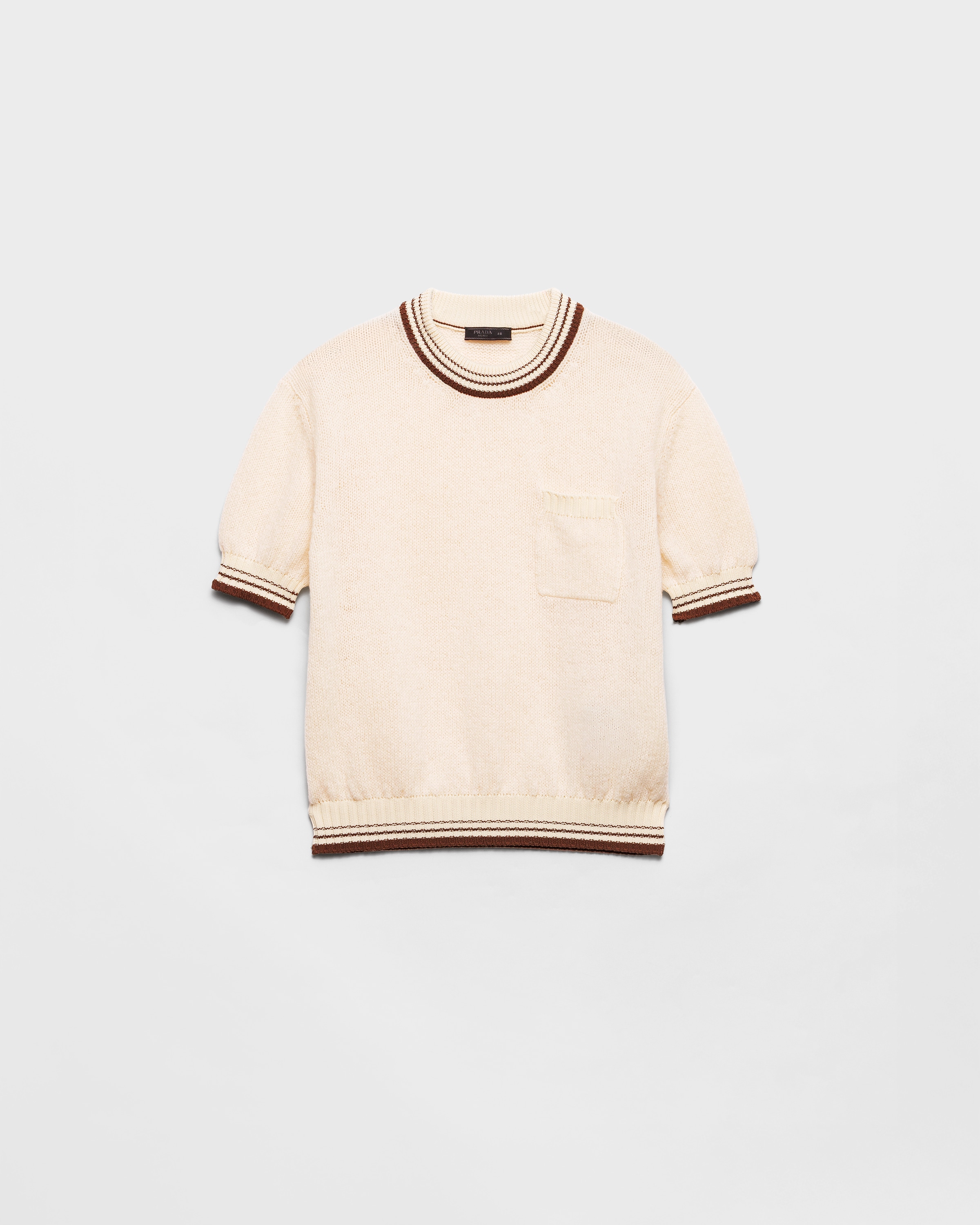 PRADA コットンクルーネックセーター　半袖ニット ホワイト/ベージュ38 三越伊勢丹 | PRADA/プラダ_Women通販 | コットン クルーネック