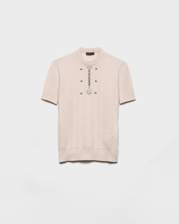 PRADA シェットランドウール クルーネックセーター ナチュラル シェットランドウール クルーネック セーター | PRADA