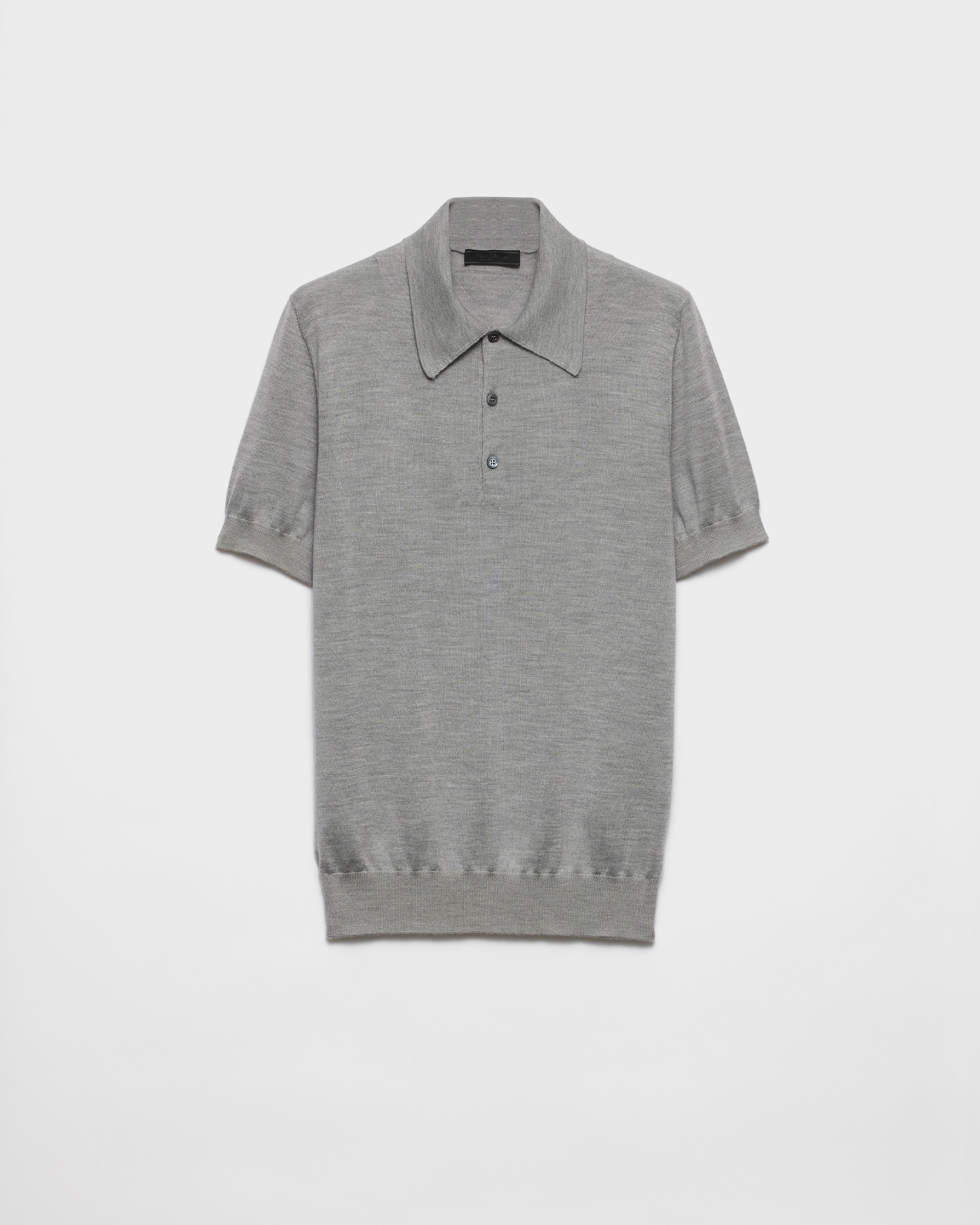 Marble Gray Cashmere and silk polo shirt | PRADA