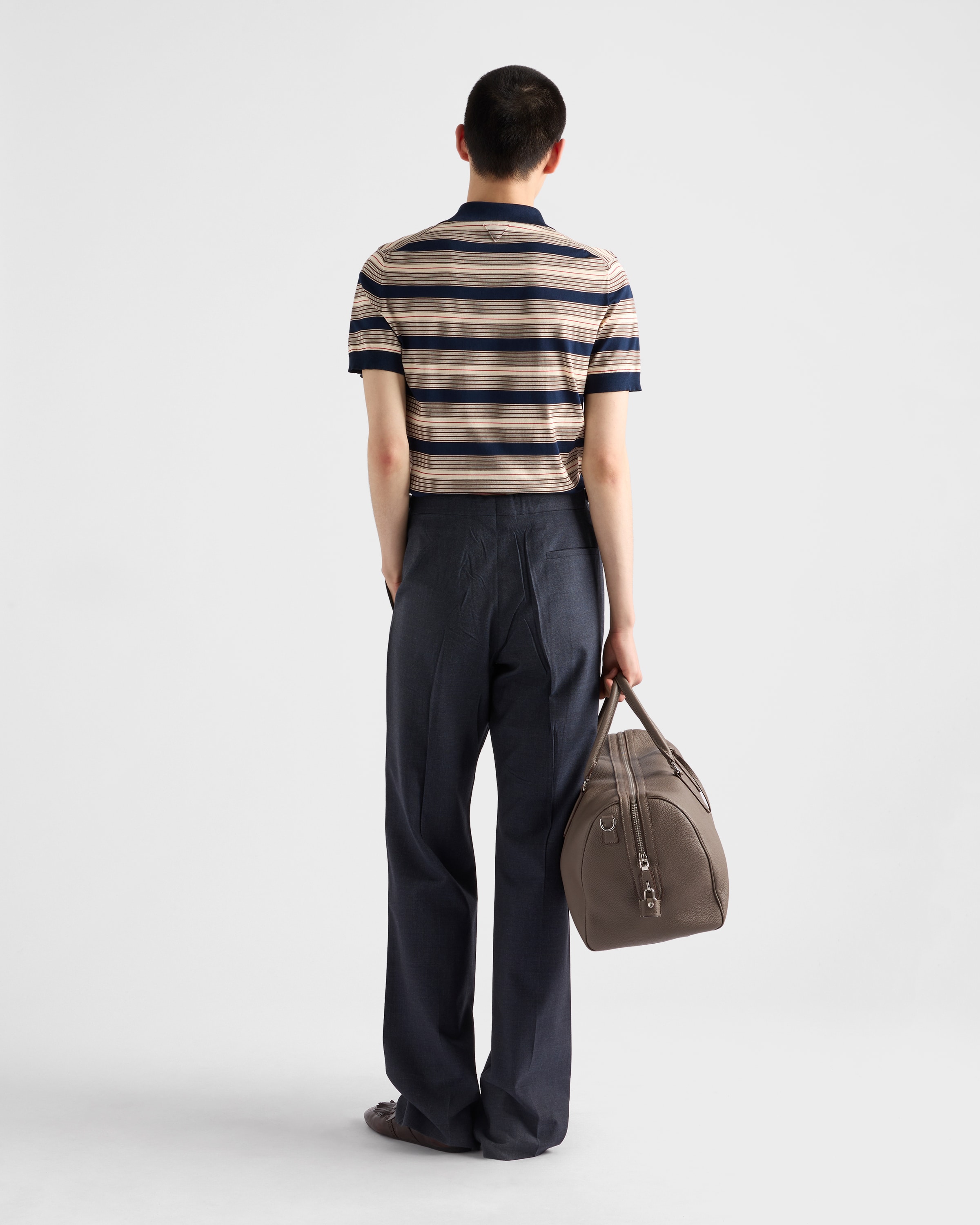 PRADA ネイビーストライプポロシャツ 50 PRADA ネイビーストライプポロシャツ 50 メンズ