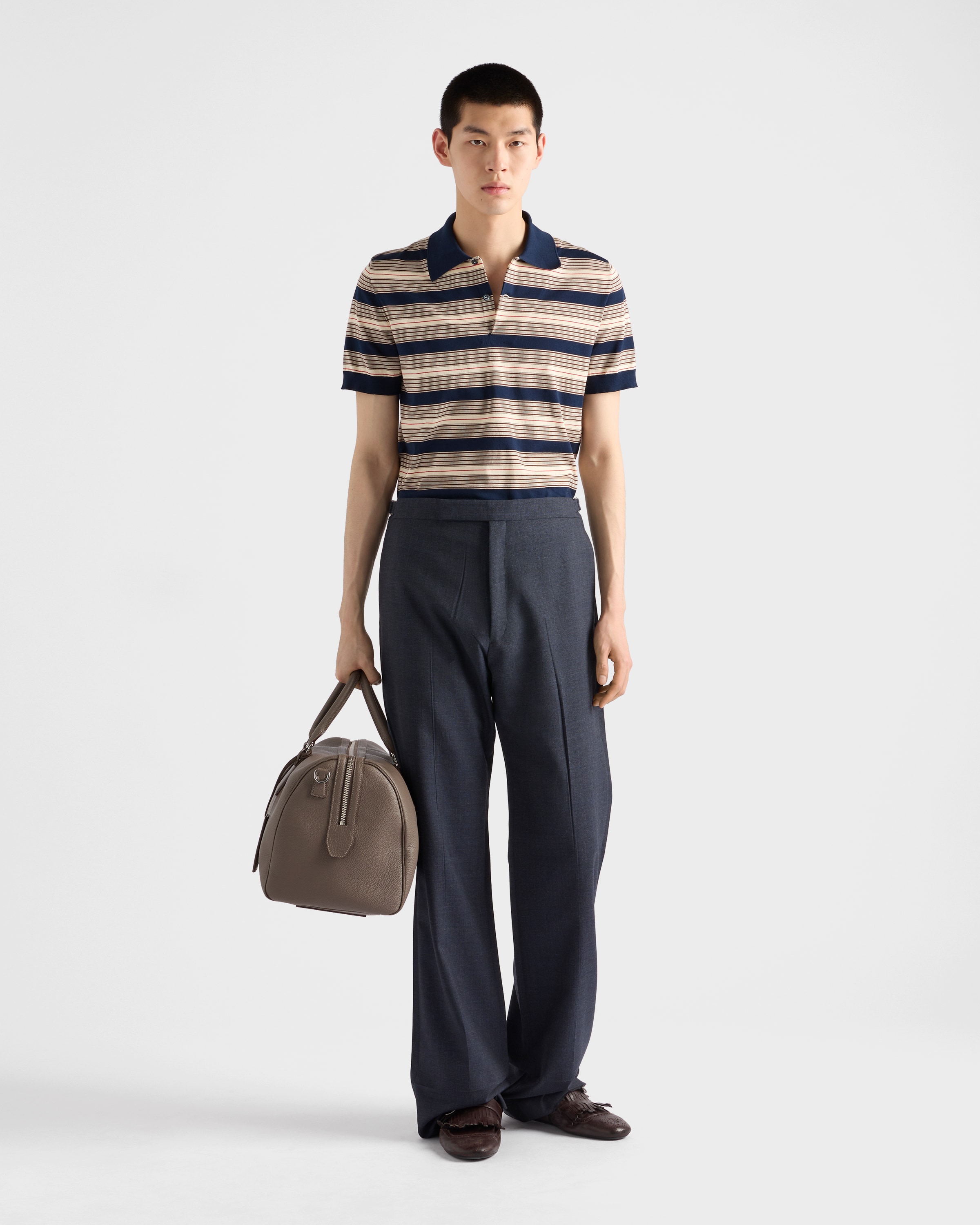 贈り物 タイトフィット イタリア製 PRADA コットン 半袖 ストライプ トップス