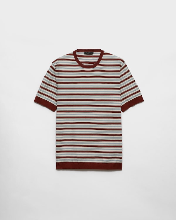 Prada ストライプ コットン Tシャツ cotton T-shirt 関税込 注目の新作♪【PRADA】ストライプ コットン Tシャツ
