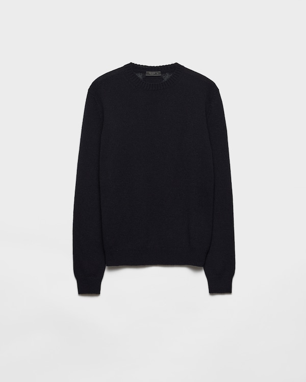 Black Wool and cashmere crew-neck sweater | PRADA
