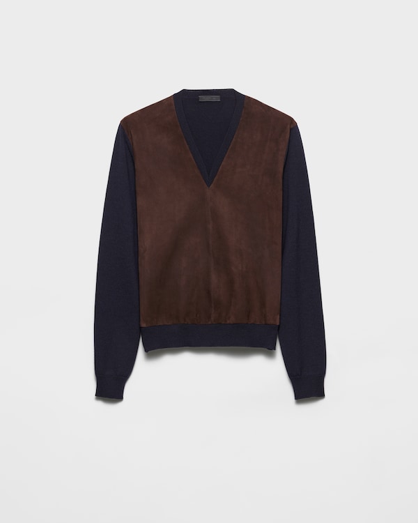 Superfine wool and suede sweater Superfine wool and suede sweater