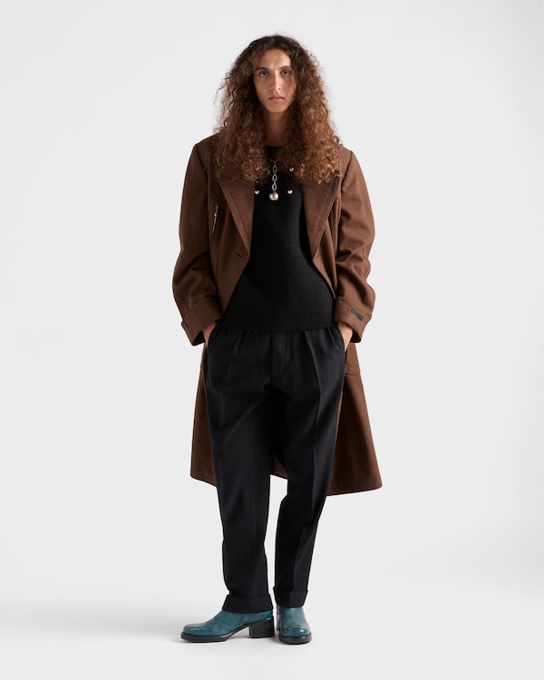 Wool crew-neck sweater with pendant - Black Wool crew-neck sweater with pendant - Black