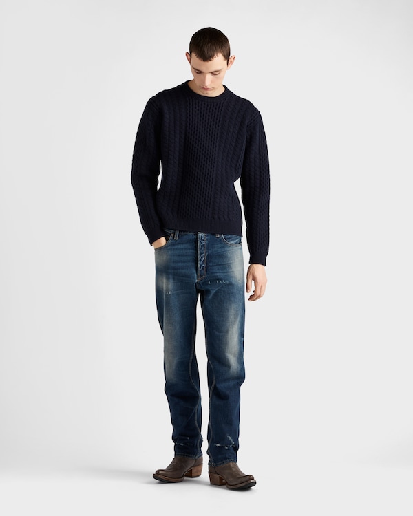 Wool crew-neck sweater - Navy Wool crew-neck sweater - Navy