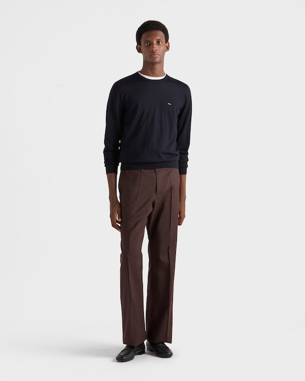 Pull à col rond en laine extra fine - Bleu Pull à col rond en laine extra fine - Bleu