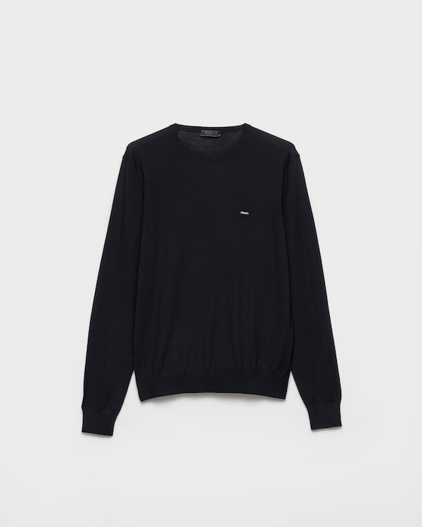 Pull à col rond en laine extra fine - Bleu Pull à col rond en laine extra fine - Bleu