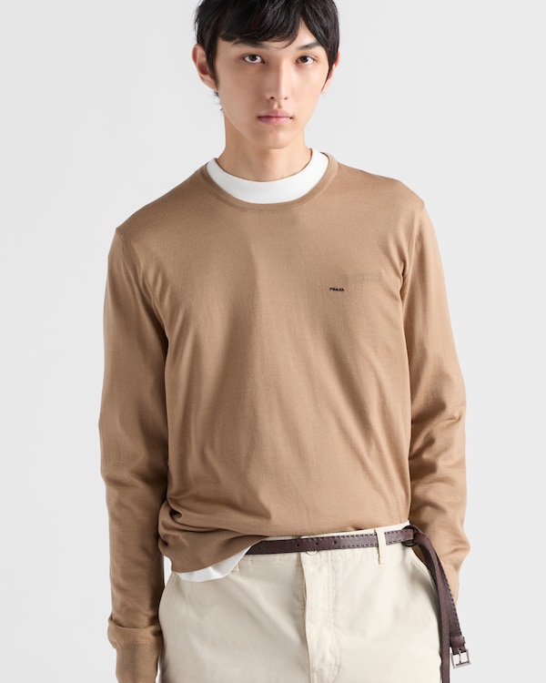 Pull à col rond en laine extra fine - Marron Camel Pull à col rond en laine extra fine - Marron Camel