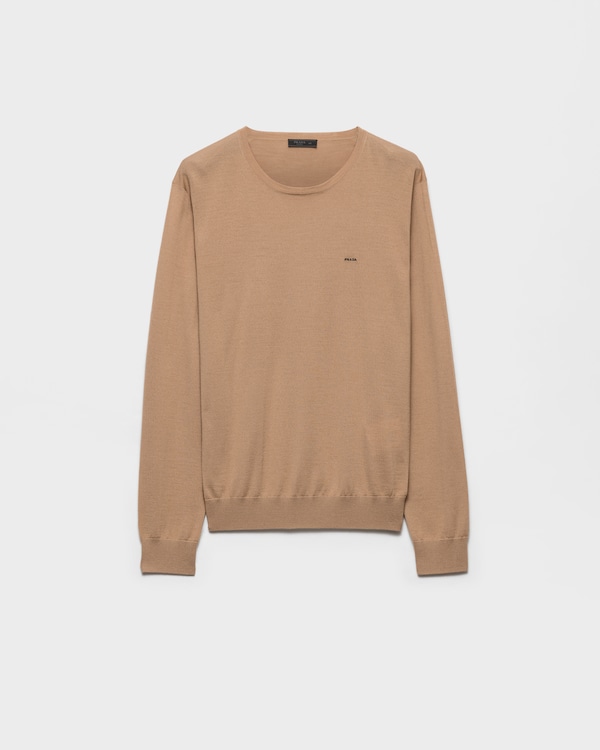 Pull à col rond en laine extra fine - Marron Camel Pull à col rond en laine extra fine - Marron Camel