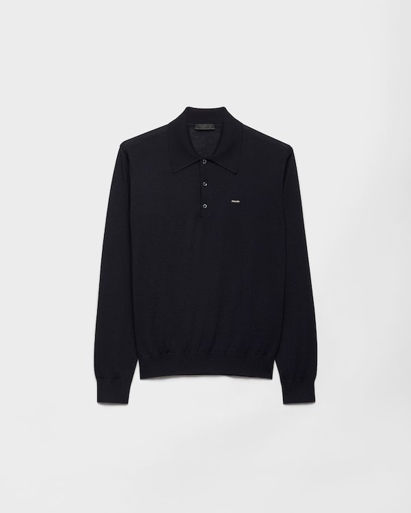 トップス PRADA 90s Archive wool polo sweat Prada Superfine Wool Polo Shirt | Saks Fifth Avenue