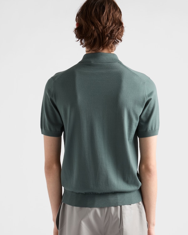 Polo en laine extra fine - Vert Sauge Polo en laine extra fine - Vert Sauge