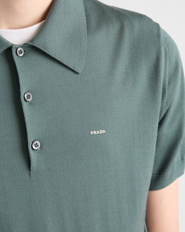 Polo en laine extra fine - Vert Sauge Polo en laine extra fine - Vert Sauge
