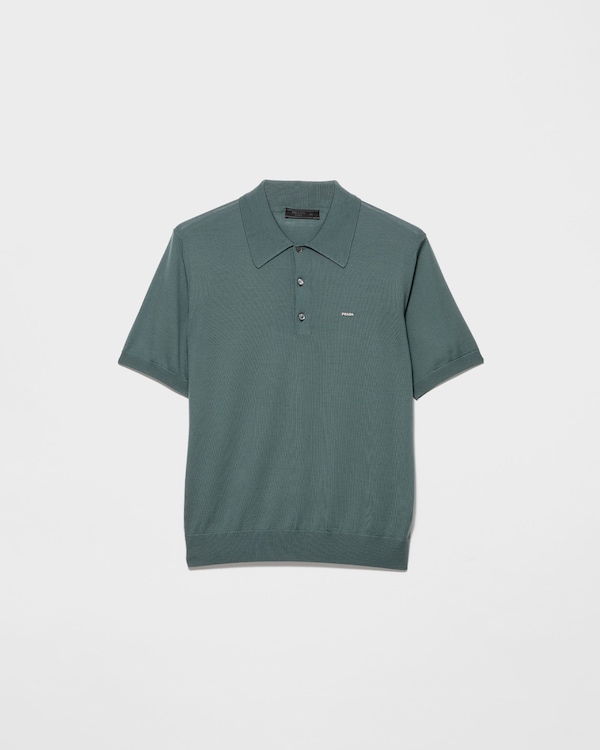 Polo en laine extra fine - Vert Sauge Polo en laine extra fine - Vert Sauge