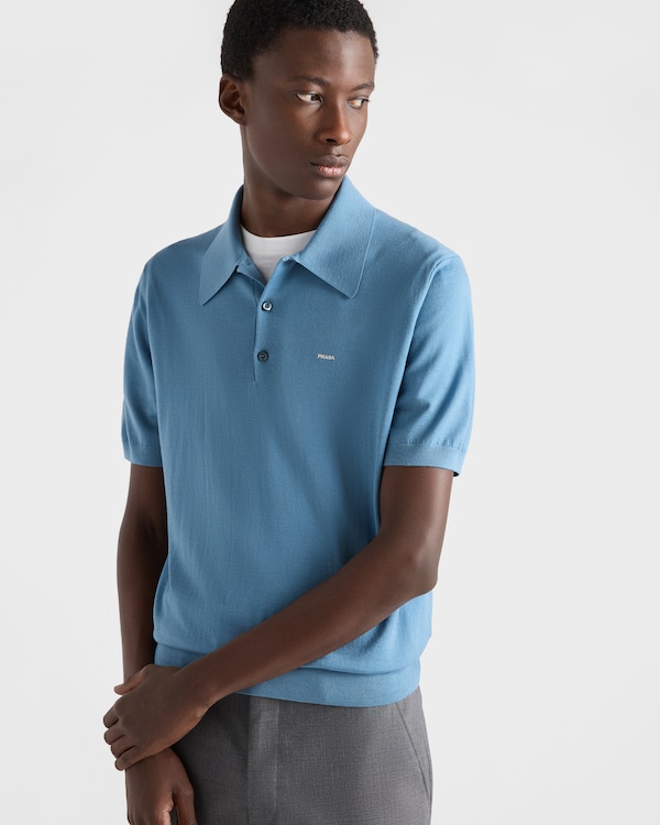 Superfine wool polo shirt - Aviator Blue Superfine wool polo shirt - Aviator Blue
