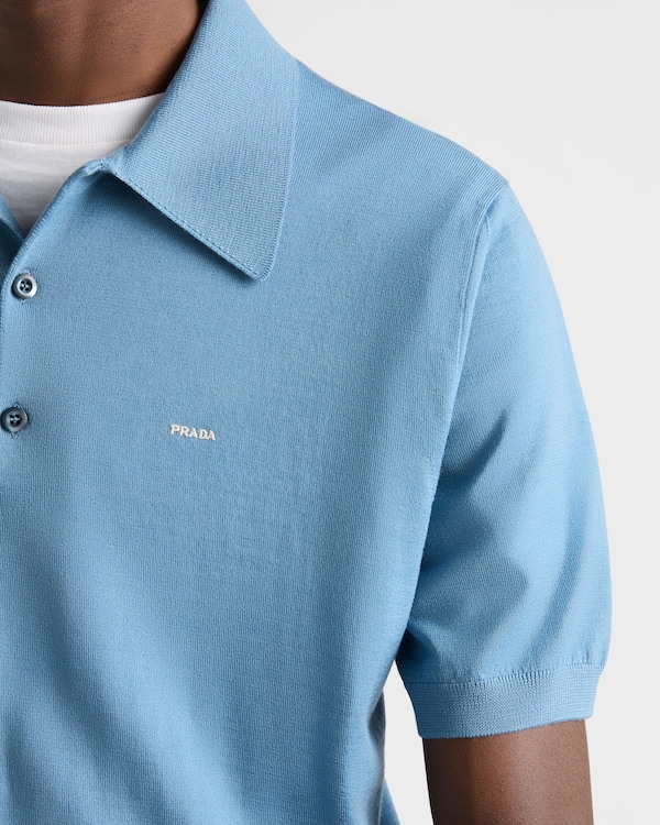 Superfine wool polo shirt - Aviator Blue Superfine wool polo shirt - Aviator Blue