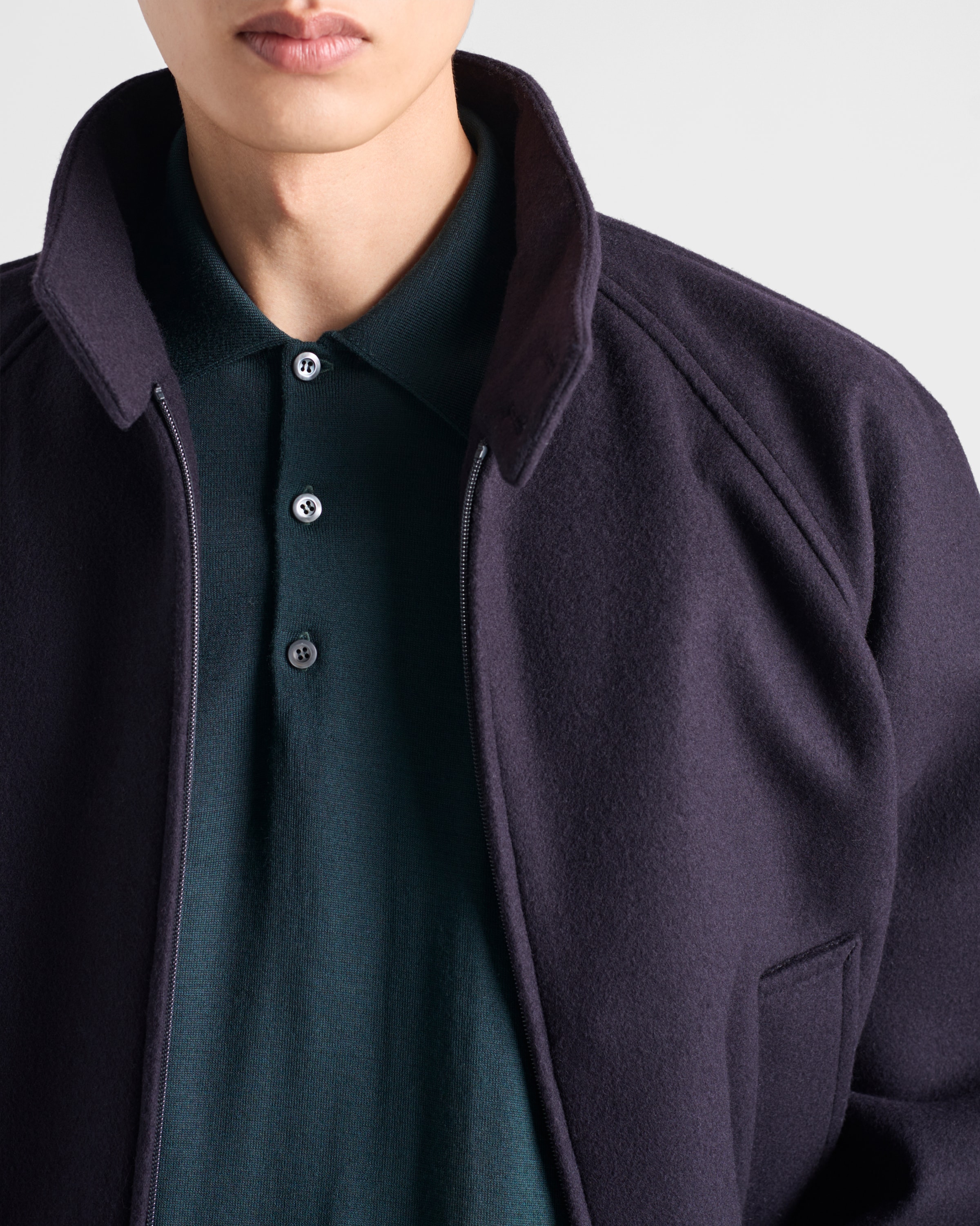 Bottle Green Superfine Wool Polo Shirt | PRADA - Singapore