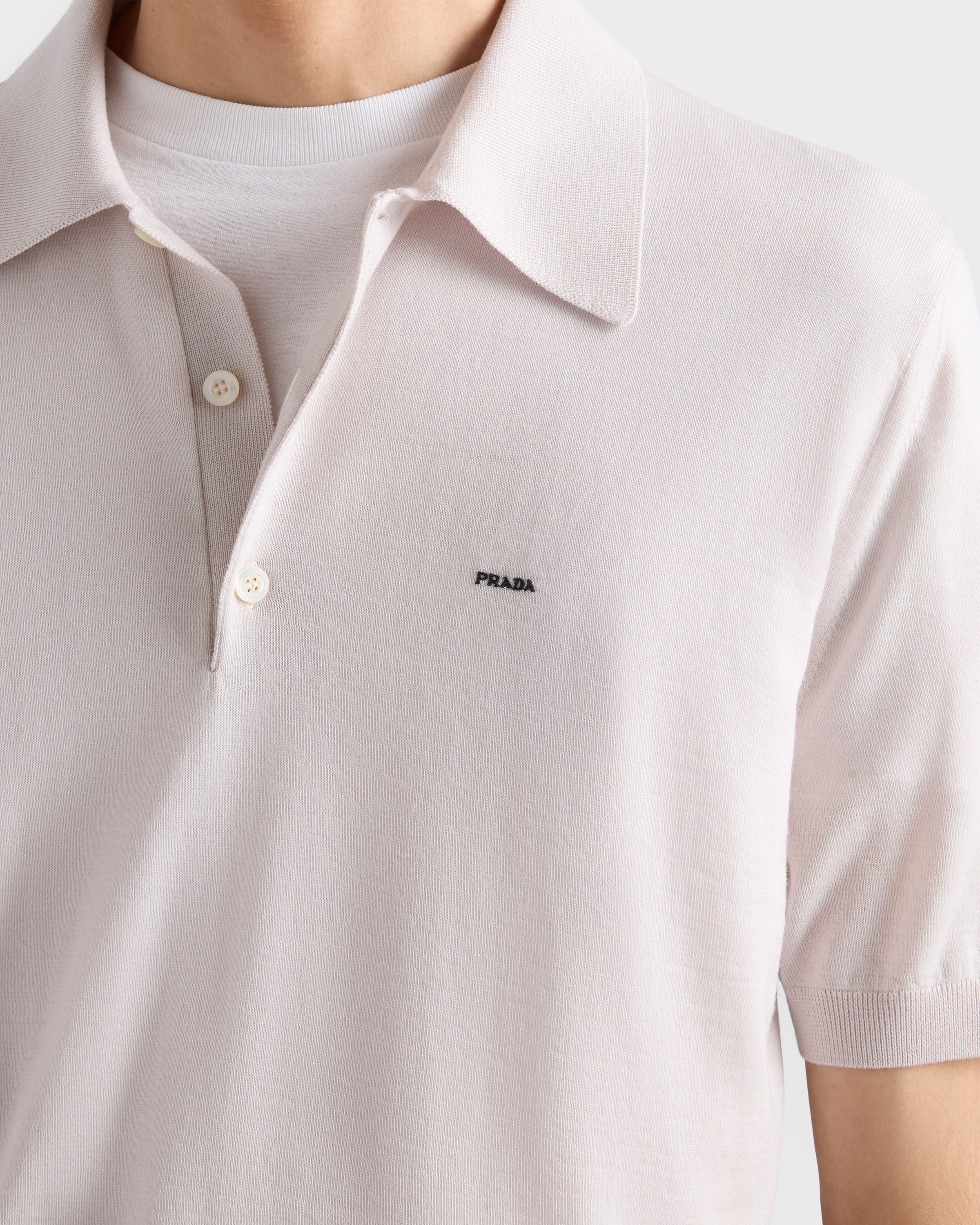 Chalk White Superfine Wool Polo Shirt | PRADA - United States