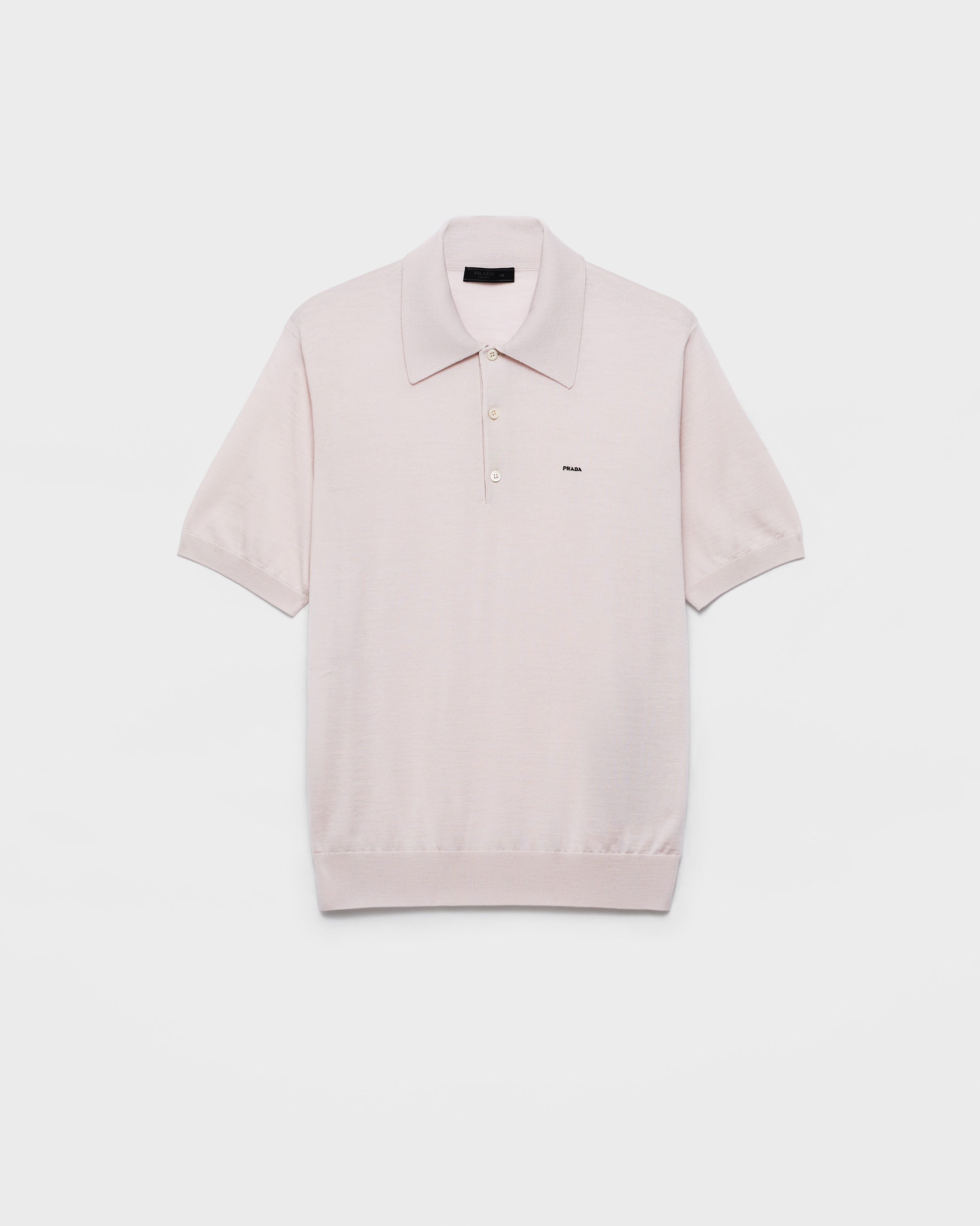 Chalk White Superfine Wool Polo Shirt | PRADA - United States