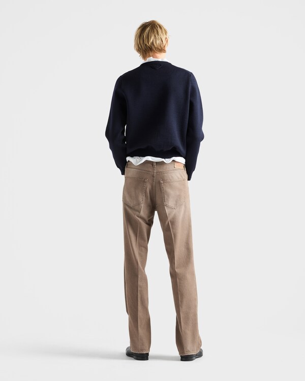 كنزة من الصوف بياقة دائرية - أزرق كنزة من الصوف بياقة دائرية - أزرق