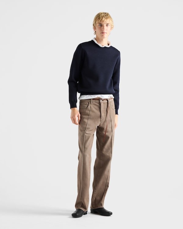 كنزة من الصوف بياقة دائرية - أزرق كنزة من الصوف بياقة دائرية - أزرق