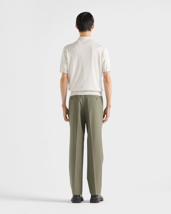 Short-sleeved silk polo shirt - Chalk White Short-sleeved silk polo shirt - Chalk White