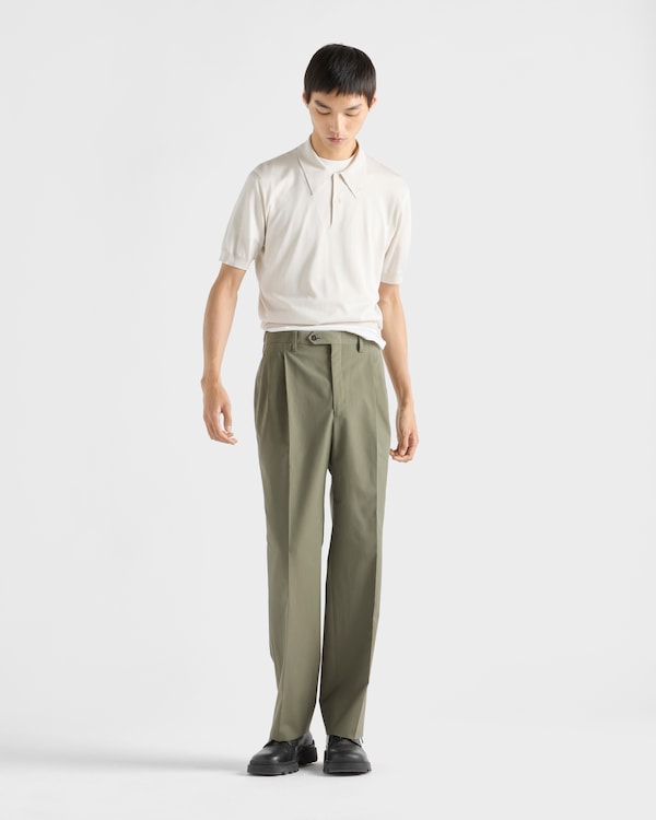 Short-sleeved silk polo shirt - Chalk White Short-sleeved silk polo shirt - Chalk White