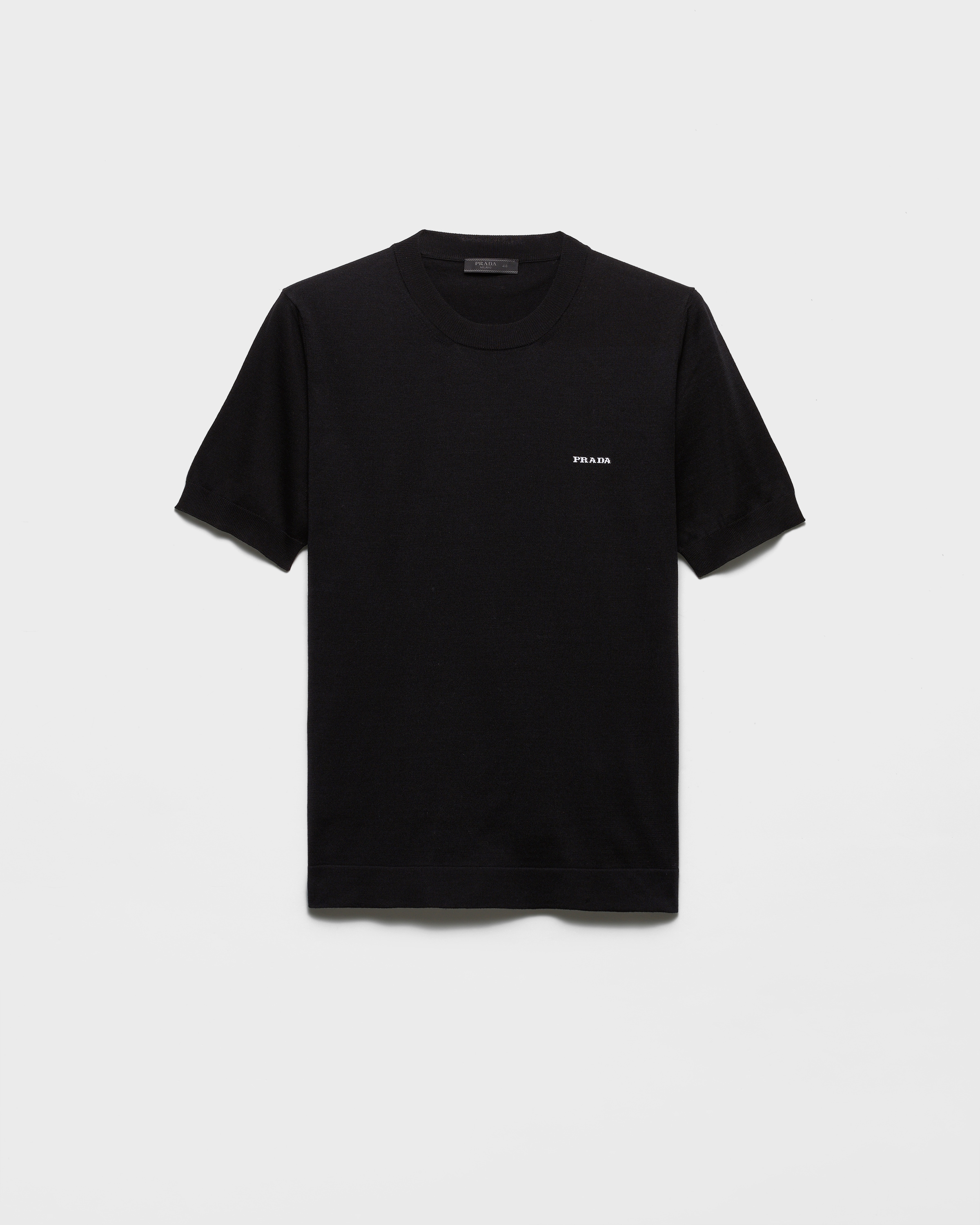 Prada Jersey De Algodón Con Cuello Redondo, Hombre, Negro, Talla 54