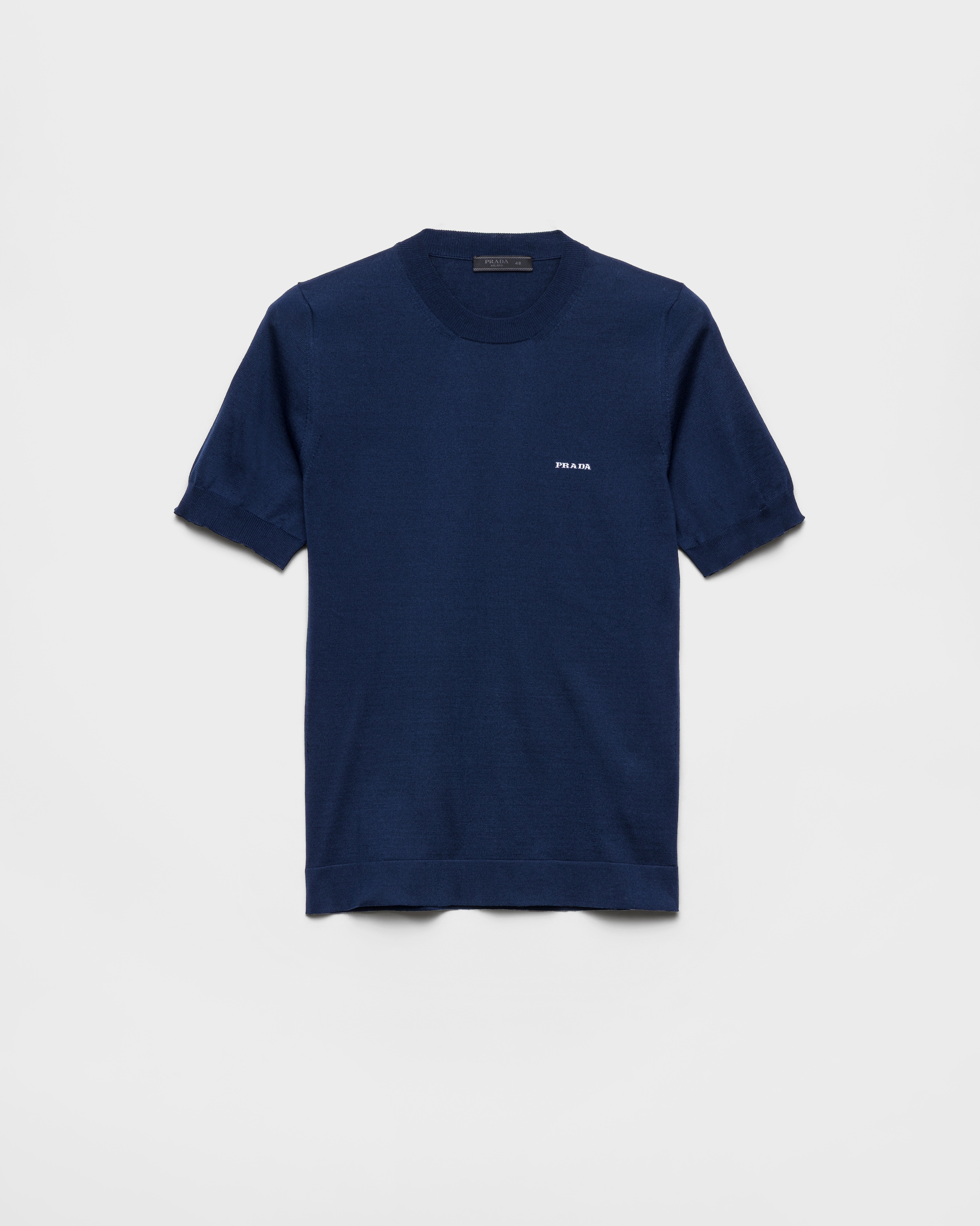 Prada Pull À Col Rond En Coton, Homme, Bleu, Taille 44