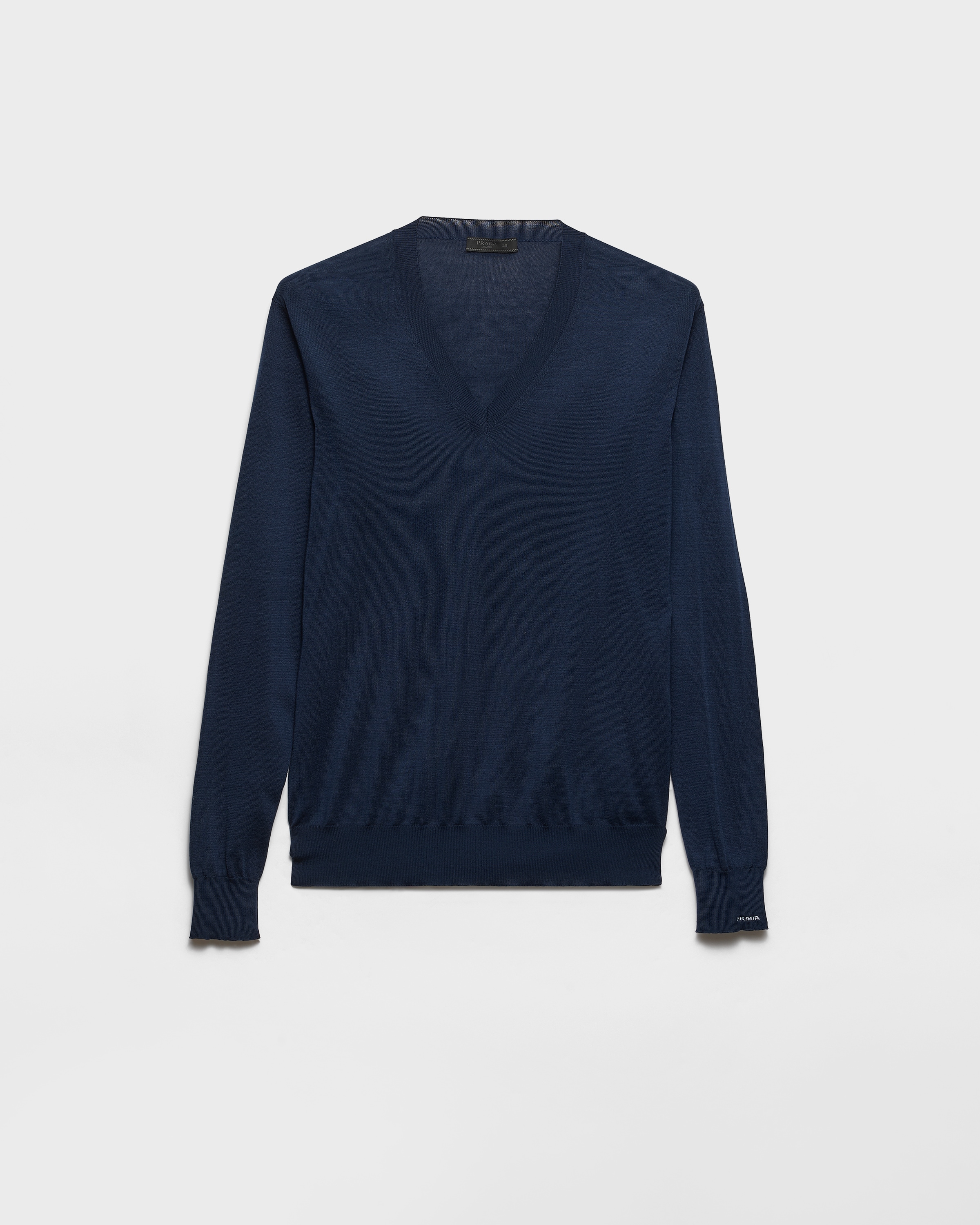 Prada Pull À Col V En Coton, Homme, Bleu, Taille 48